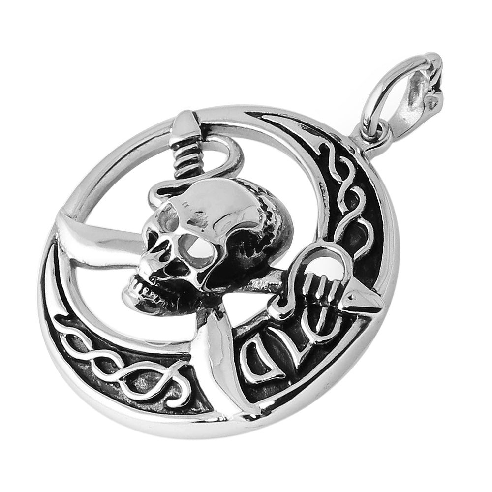 Stainless Steel Pirates Skull with Sword Pendant
