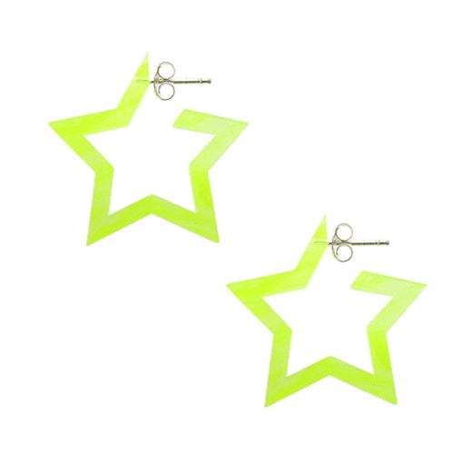 Yellow UV React Star Ear Hoop
