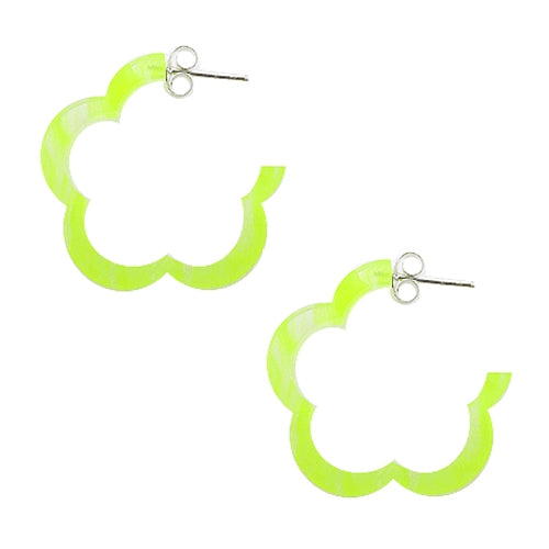 Green UV Flower Ear Hoop With 925 Sterling Silver