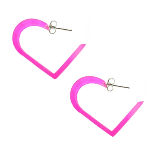 Pink UV Acrylic Heart Ear Hoop body Jewelry