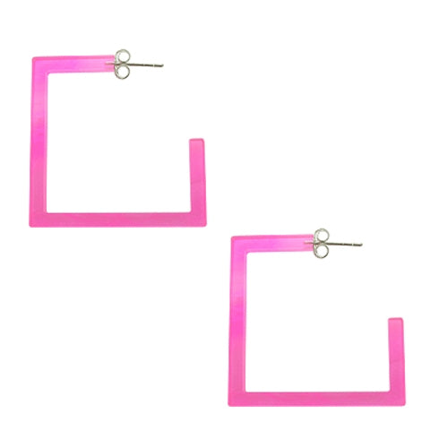 26mm Pink UV Square Ear Hoop