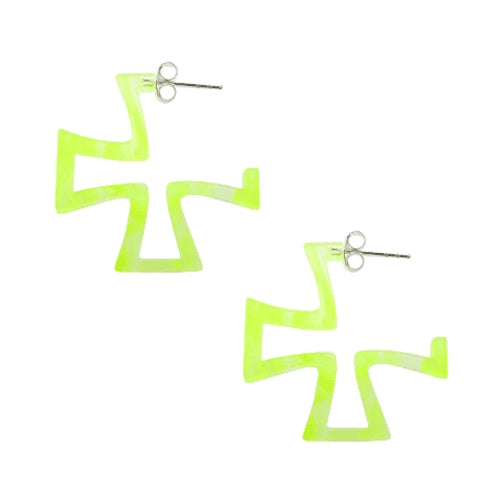 Yellow UV Irish Cross Ear Hoop