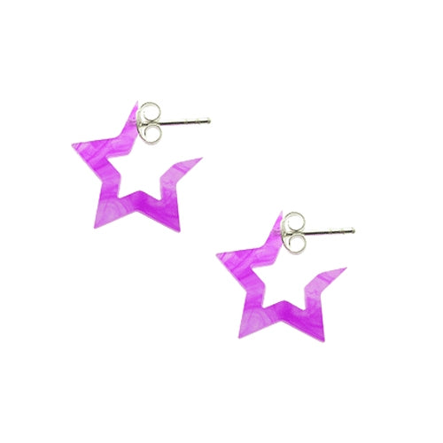 6mm Pink Shade UV React 5 Star Ear Hoop