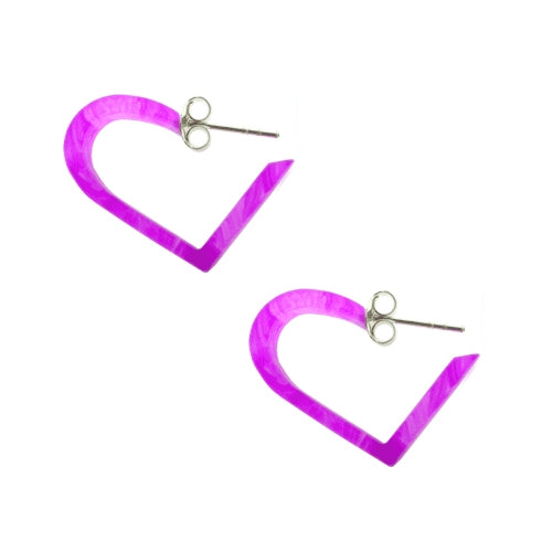 925 Silver 18mm Amethyst UV Heart Ear Hoop