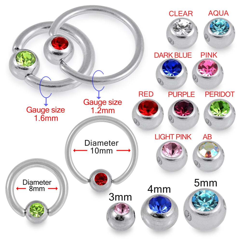 G23 Grade Titanium Jeweled BCR ring