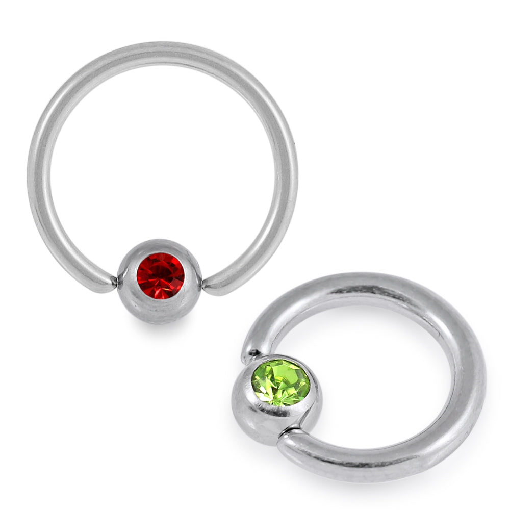 G23 Grade Titanium Jeweled BCR ring