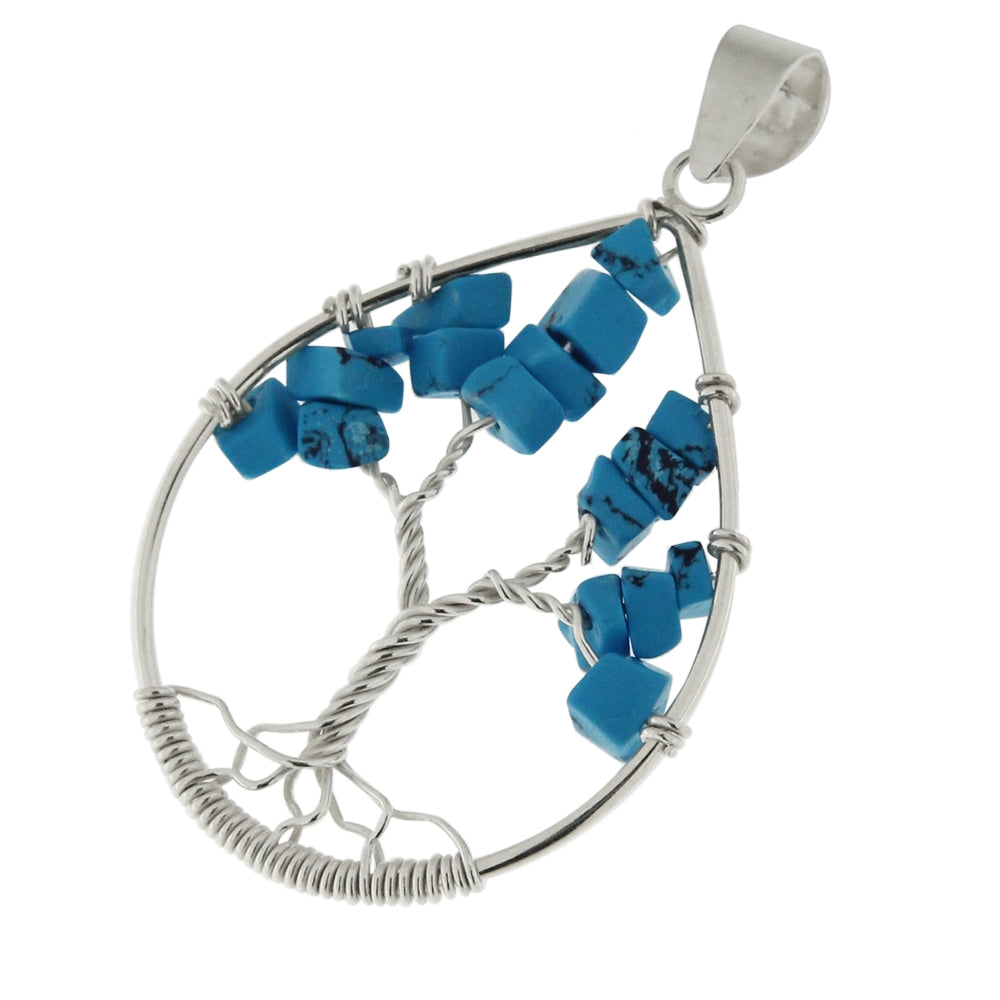 925 Sterling Silver Tree of Life Tear Shape Pendant