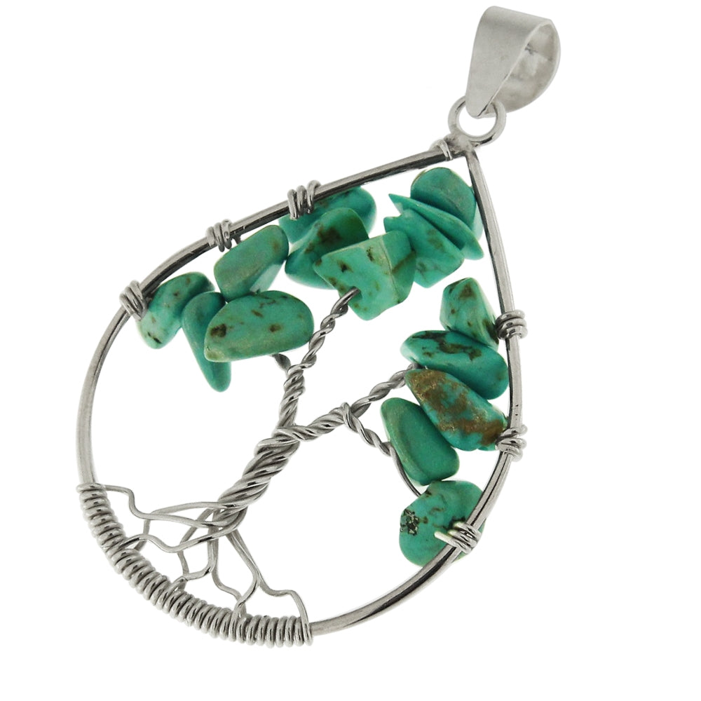 925 Sterling Silver Tree of Life Tear Shape Pendant