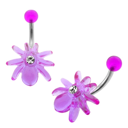 UV Jeweled Spider J Bar Belly Ring