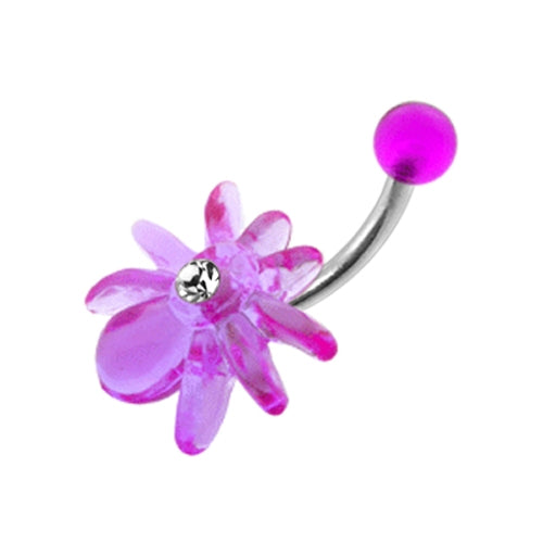 UV Jeweled Spider J Bar Belly Ring