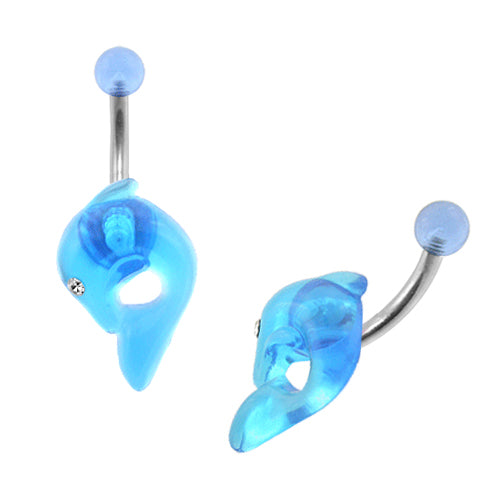 UV Jeweled Eye Dolphin Belly Ring