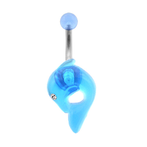 UV Jeweled Eye Dolphin Belly Ring