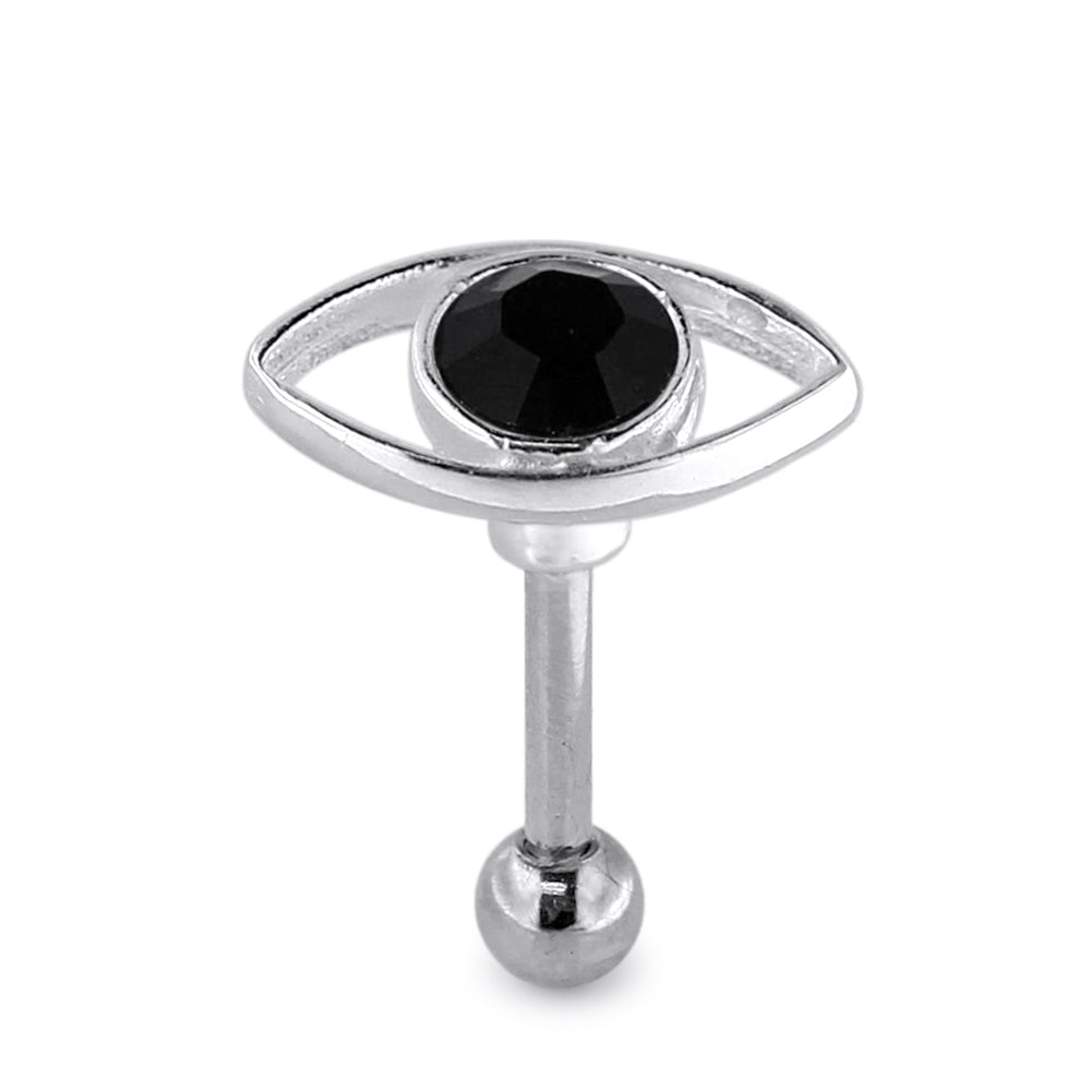Sterling Silver Devils Eye Helix Tragus Piercing Ear Stud Black