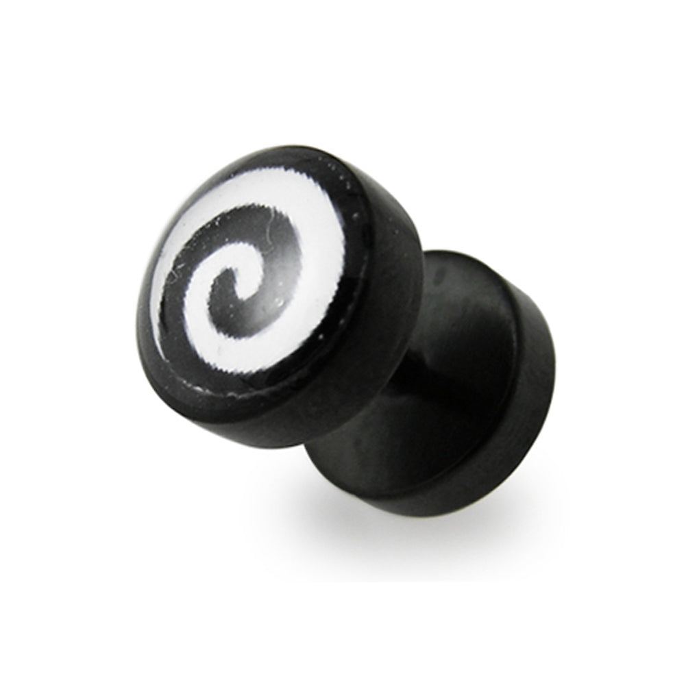 SS Black line Swirl Fake Ear Plug