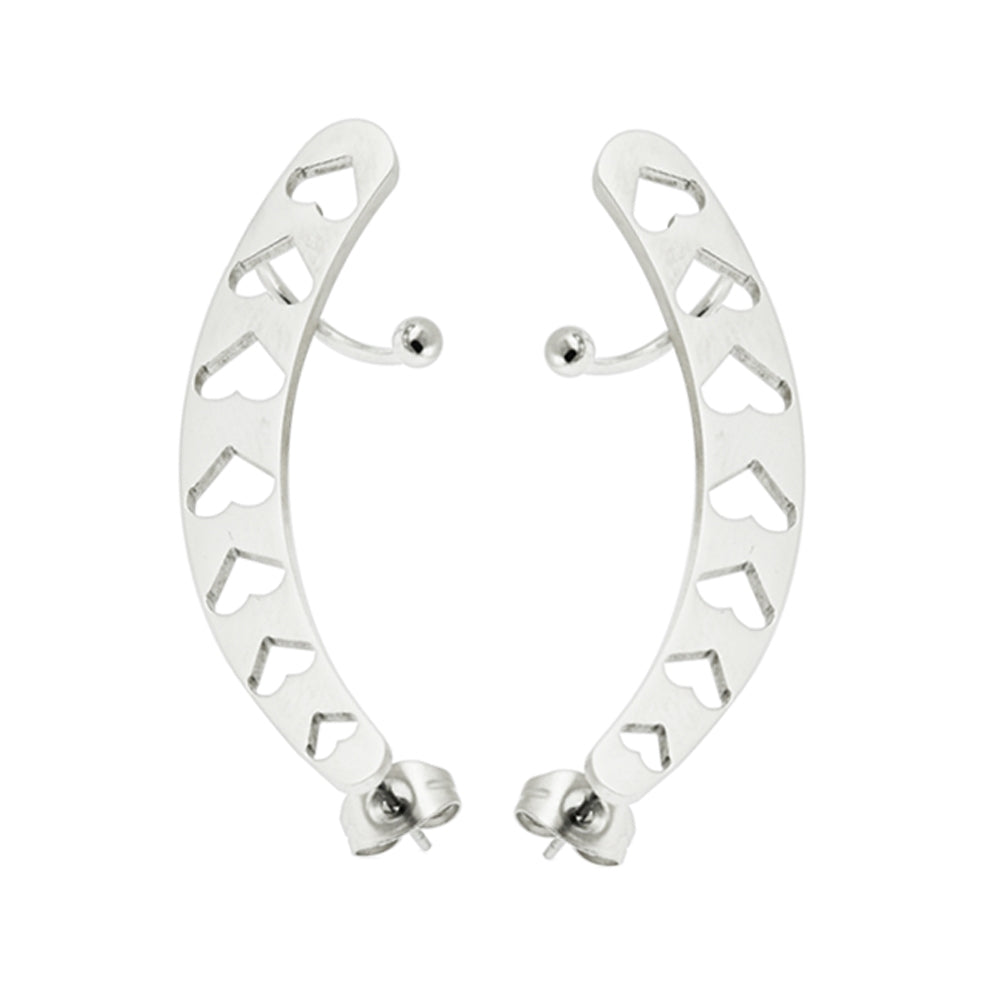 Hollow Hearts Ear Cuff Piercing Wrap Cartilage Clip