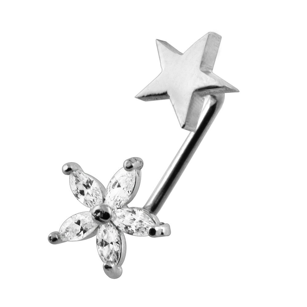 Crystal Flower with Star Surface Piercing