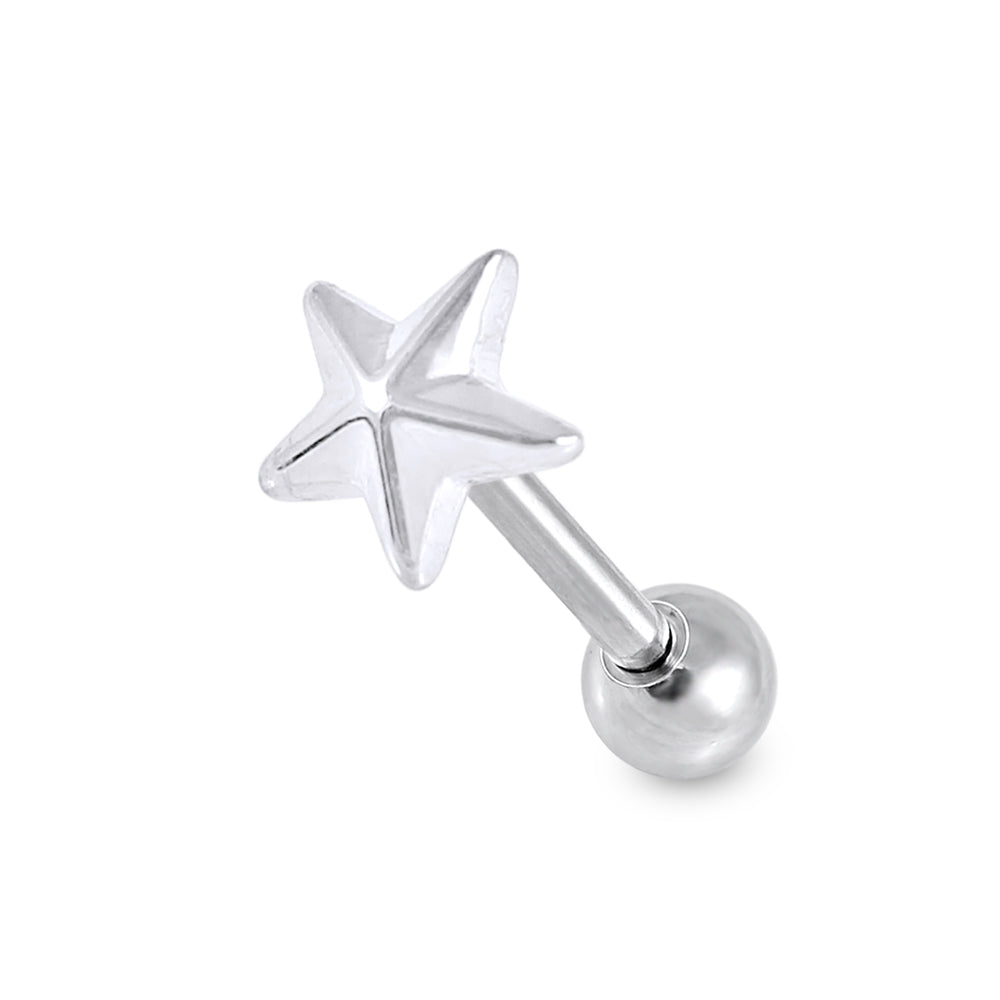 Plain Star Top Cartilage Helix Tragus Piercing Surgical Steel Ear Stud
