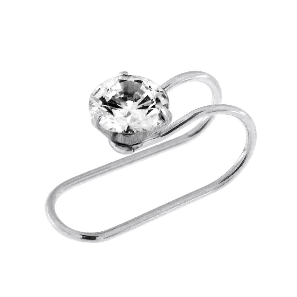 Round Jeweled Pressing Type Non Piercing Cartilage Clip on Ear ring Aquamarine