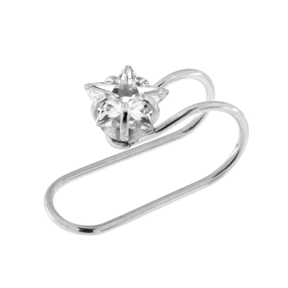 Star Jeweled Pressing Type Non Piercing Cartilage Clip on Ear ring Aquamarine