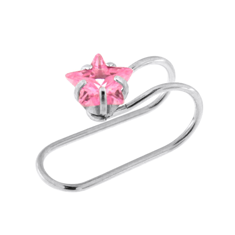 Star Jeweled Pressing Type Non Piercing Cartilage Clip on Ear ring Aquamarine
