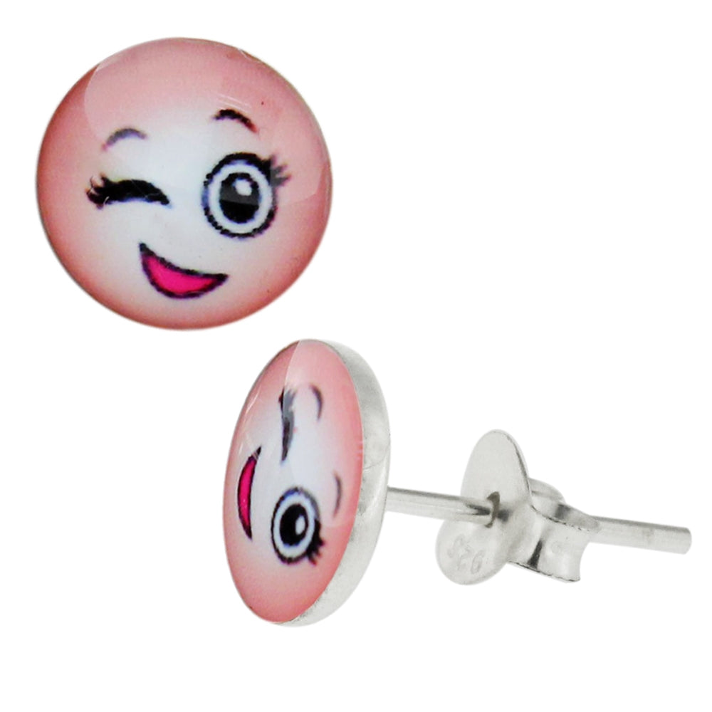 Smiley Logos Sterling Silver Ear Stud