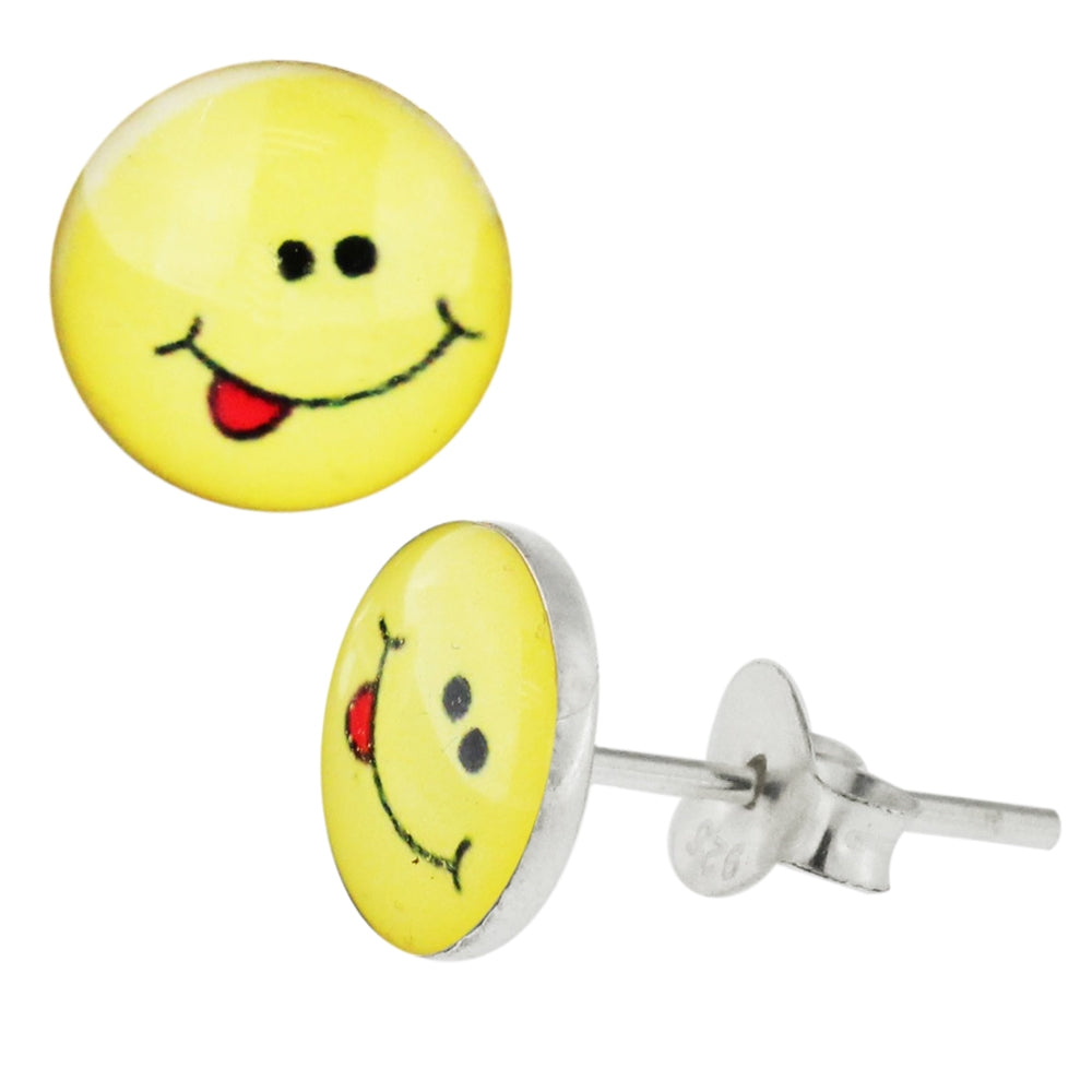 Smiley Logos Sterling Silver Ear Stud