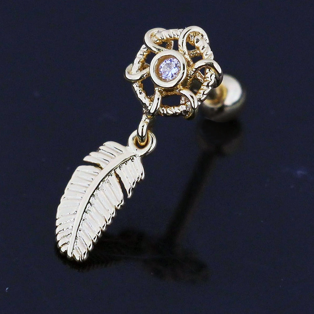 Dream Catcher with Hanging Cartilage Helix Tragus Piercing Ear Stud