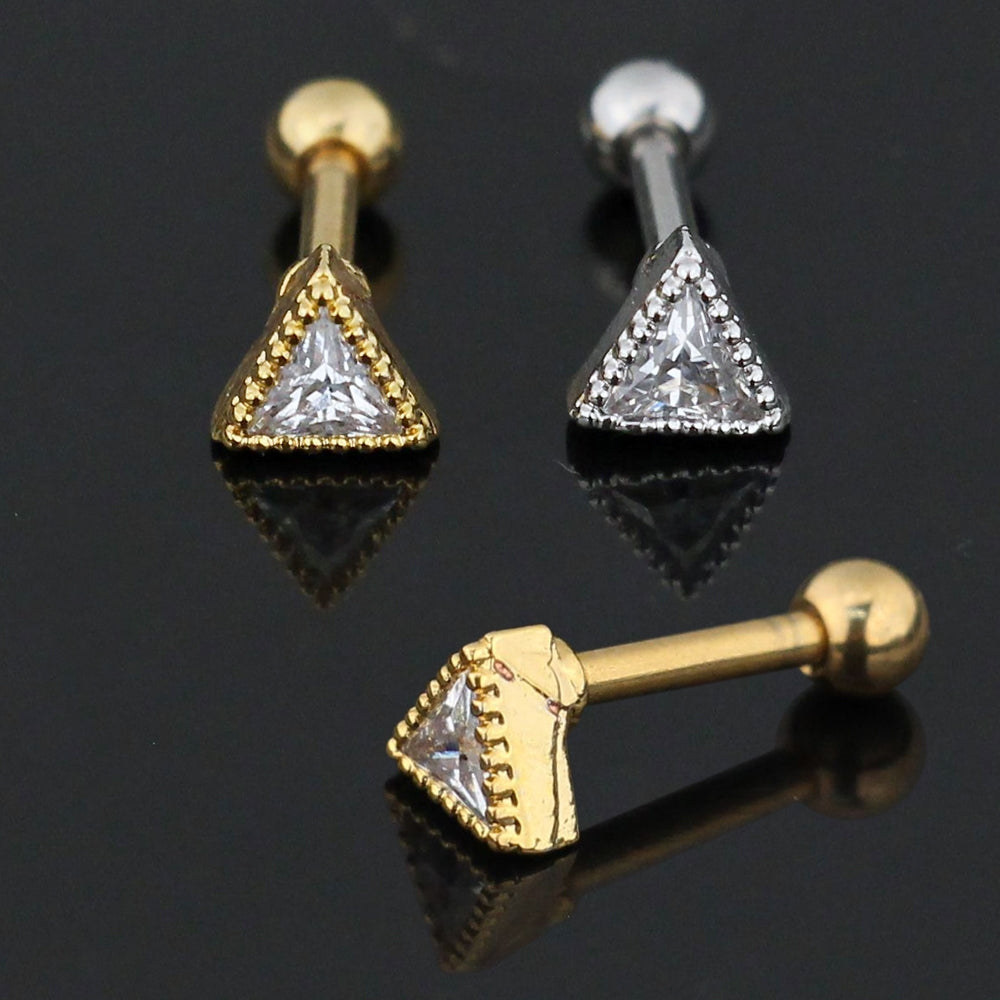 Jeweled Dotted Triangle Cartilage Helix Tragus Piercing Ear Stud