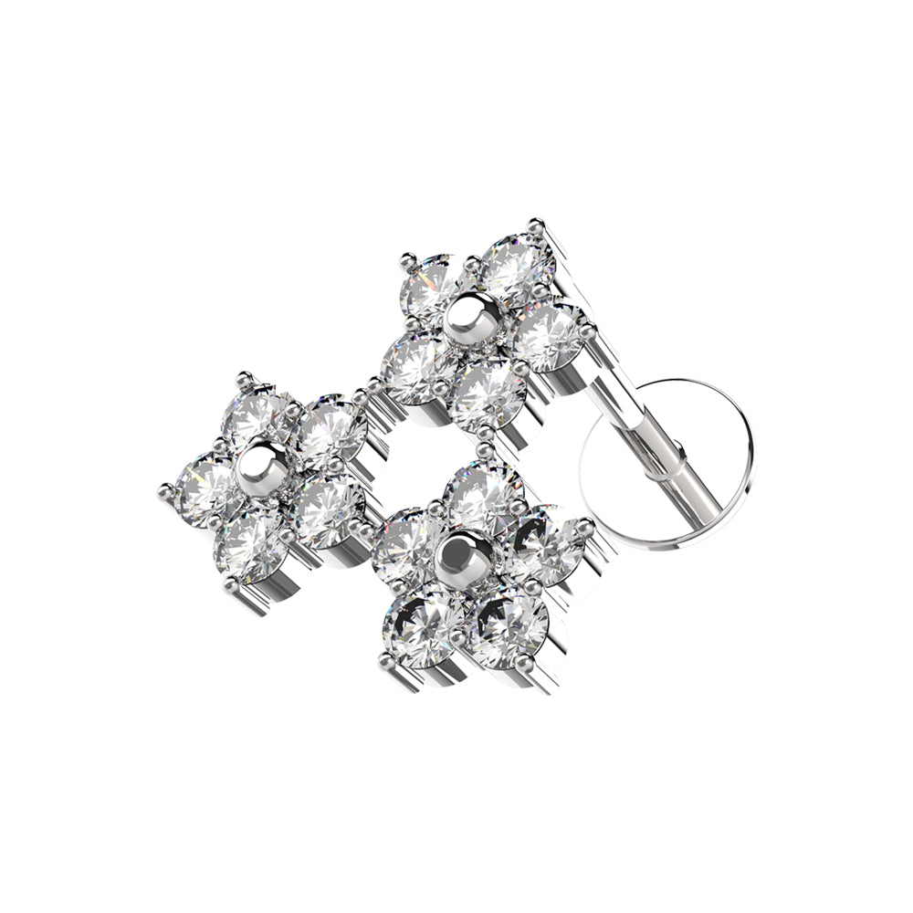 Tri Flower Cartilage Helix Tragus Piercing Ear Stud