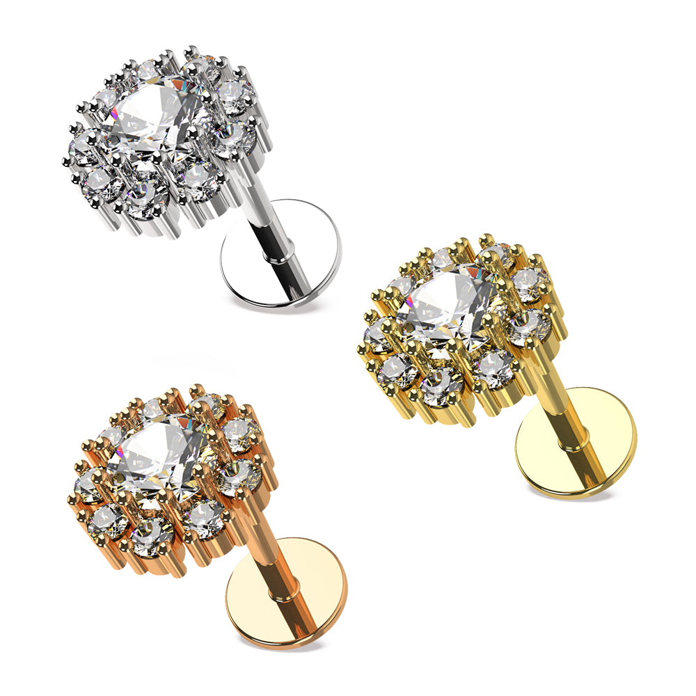 Flower Jeweled Cartilage Helix Tragus Piercing Ear Stud