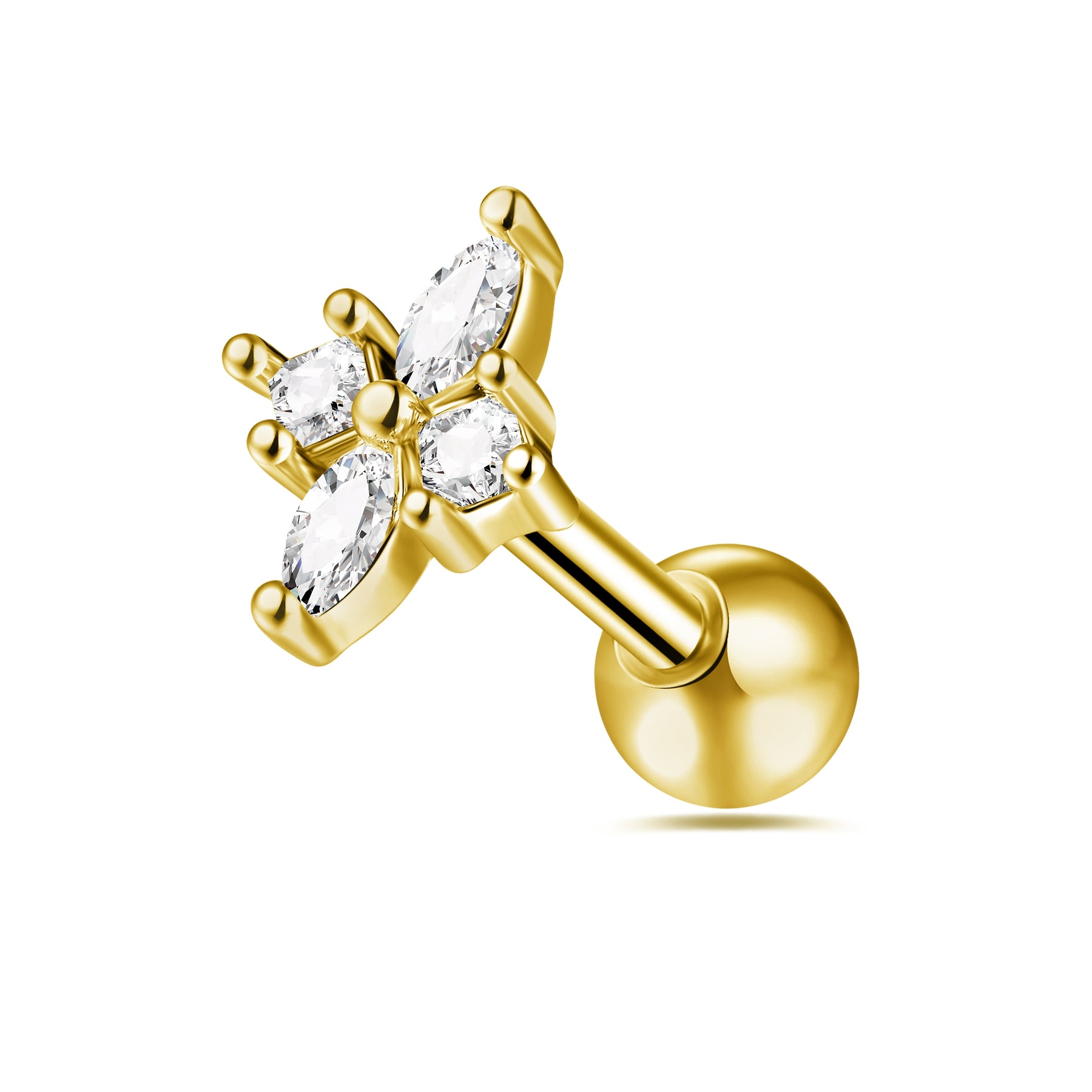 Jeweled Floral Flower Cartilage Helix Tragus Piercing Ear Stud