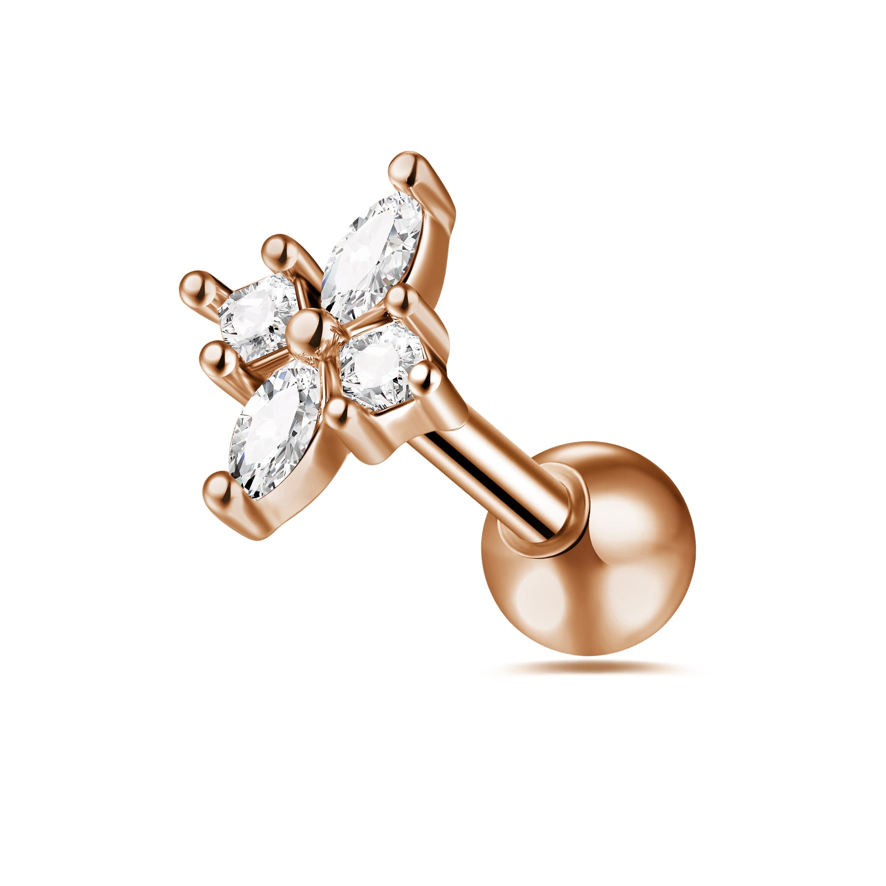 Jeweled Floral Flower Cartilage Helix Tragus Piercing Ear Stud