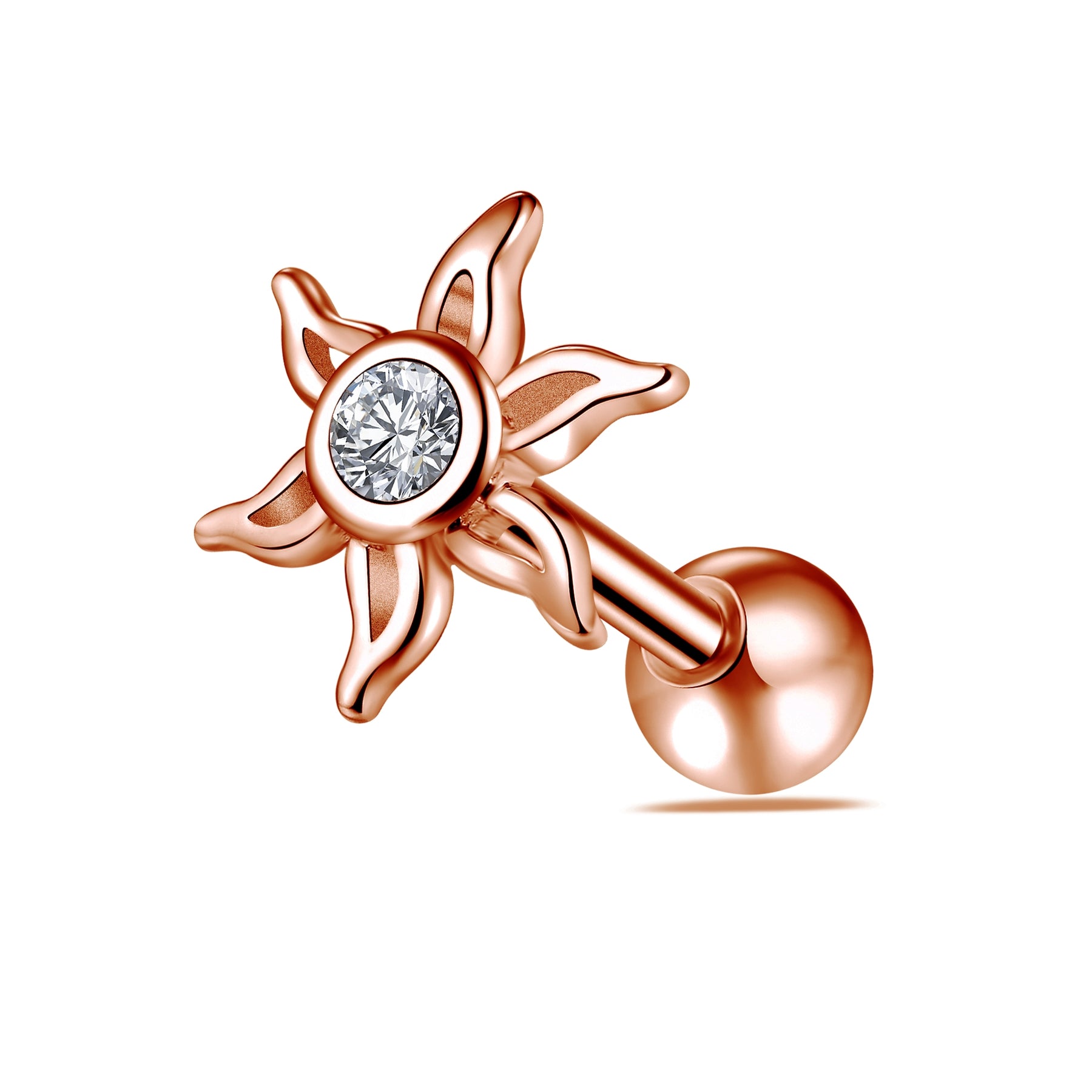 Jeweled Sun Cartilage Helix Tragus Piercing Ear Stud