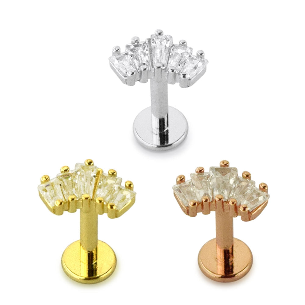 Jeweled Crown Surgical Steel Helix Tragus Piercing Ear Stud