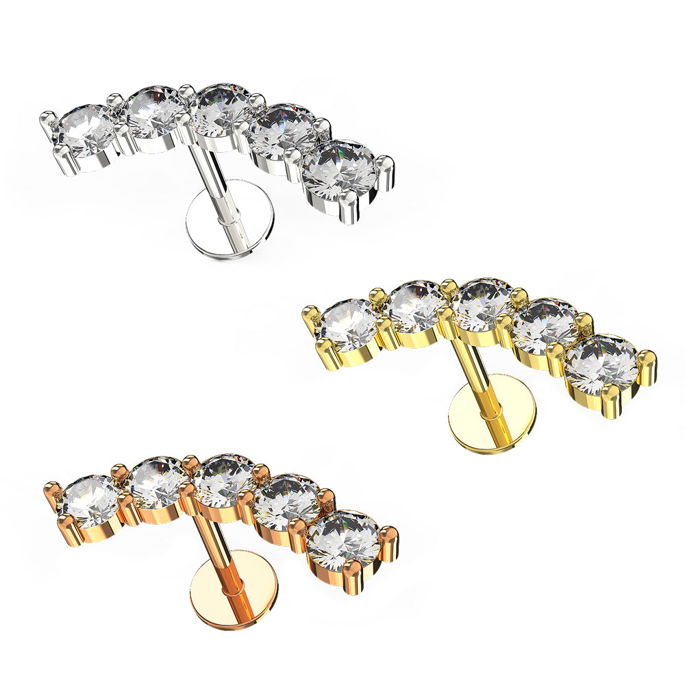 Rounded CZ Jeweled Surgical Steel Helix Tragus Piercing Ear Stud