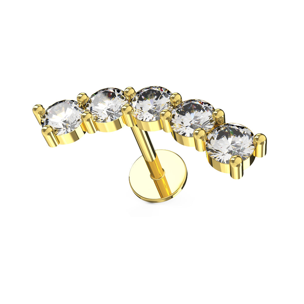 Rounded CZ Jeweled Surgical Steel Helix Tragus Piercing Ear Stud