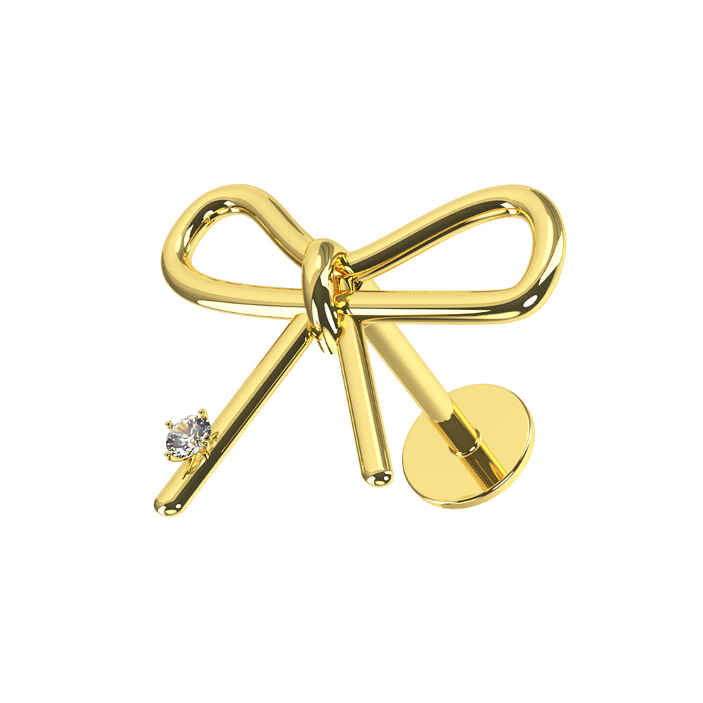 Jeweled Bow Surgical Steel Helix Tragus Piercing Ear Stud