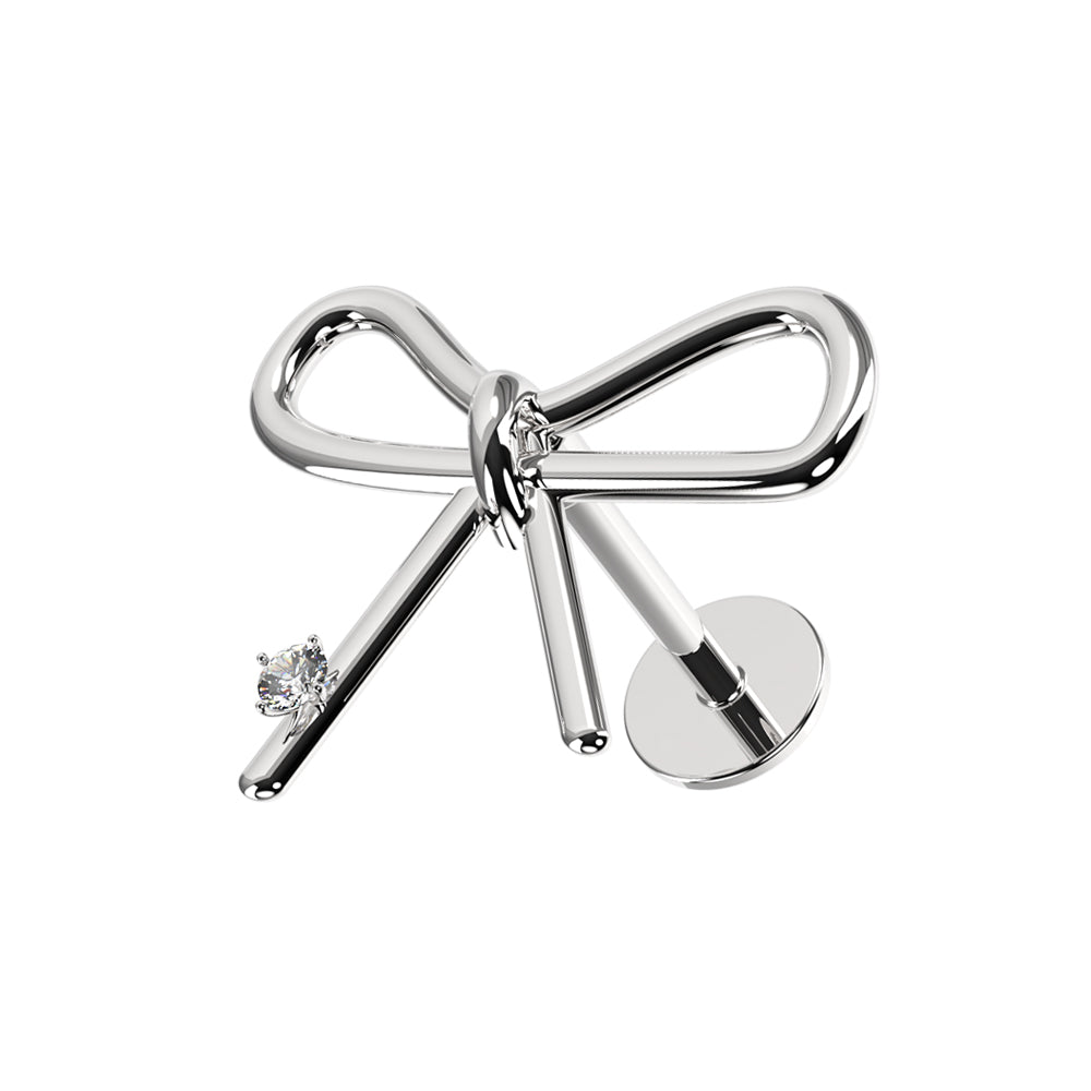 Jeweled Bow Surgical Steel Helix Tragus Piercing Ear Stud