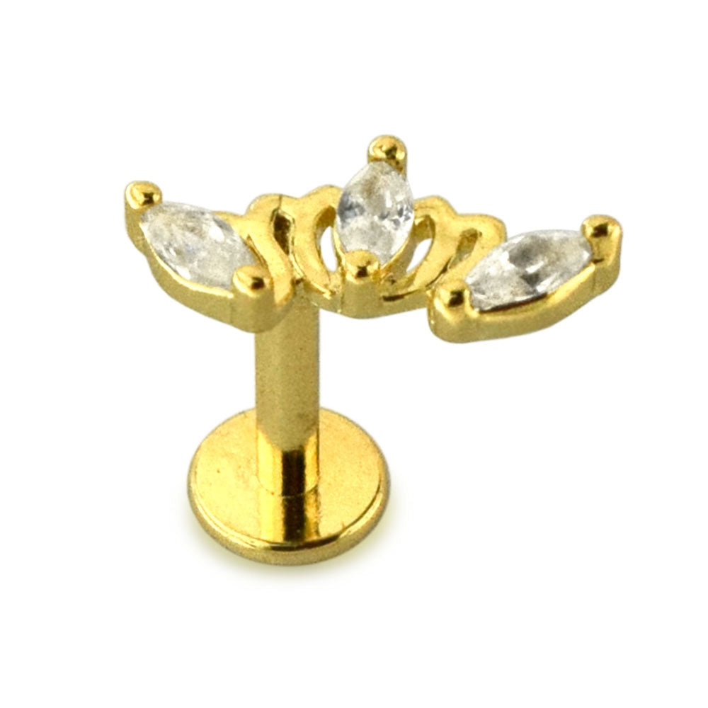 Triple Marquise CZ Stone Surgical Steel Helix Tragus Piercing Ear Stud