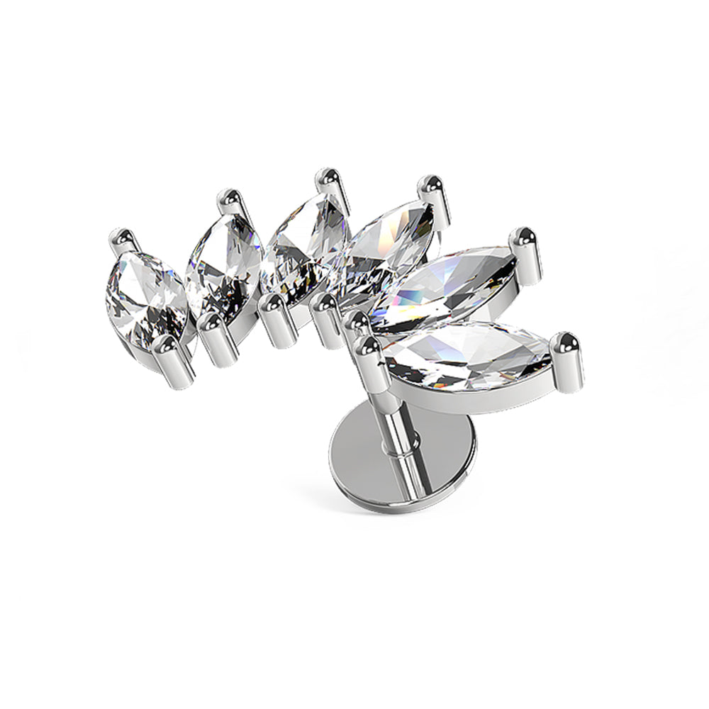 Marquise CZ Stones Wave Surgical Steel Helix Tragus Piercing Ear Stud