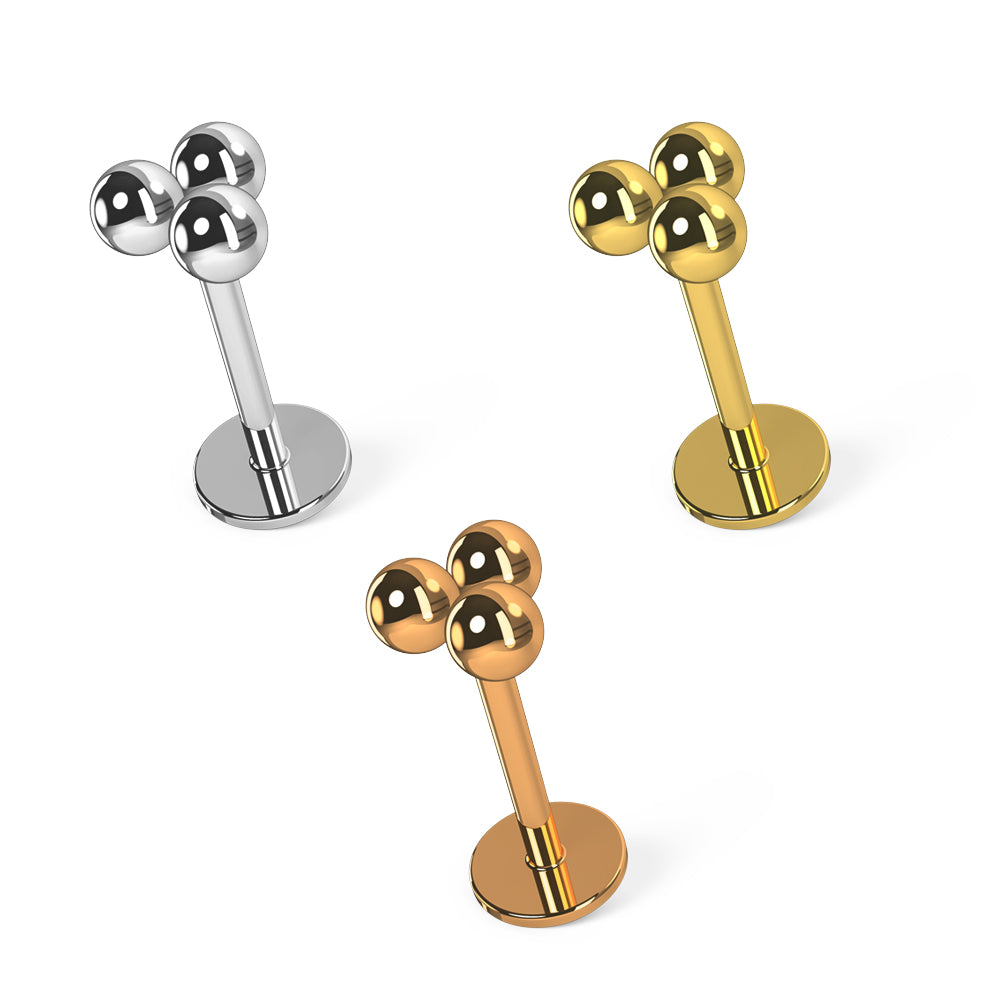 Plain Trinity Balls Surgical Steel Helix Tragus Piercing Ear Stud