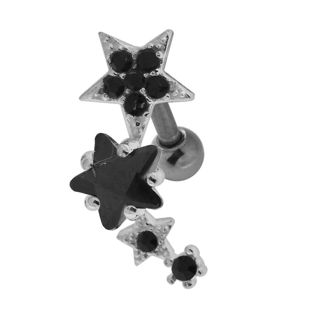Multiple Sparkling Stars 925 Sterling Silver Cartilage Tragus Piercing Lavender