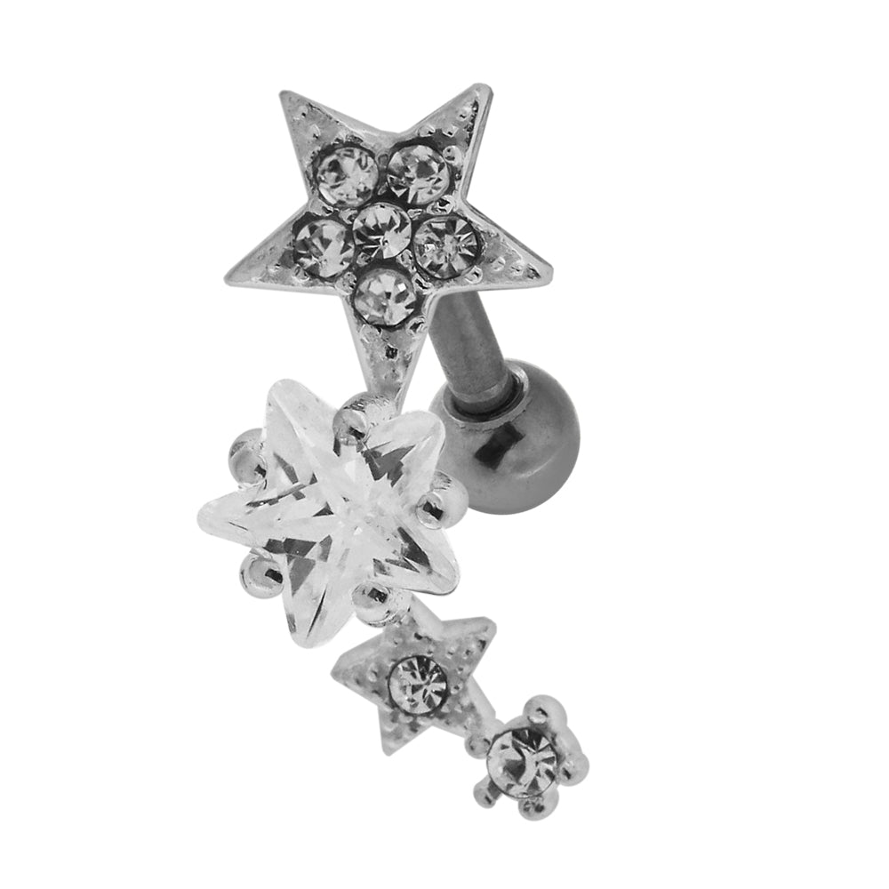 Multiple Sparkling Stars 925 Sterling Silver Cartilage Tragus Piercing Lavender