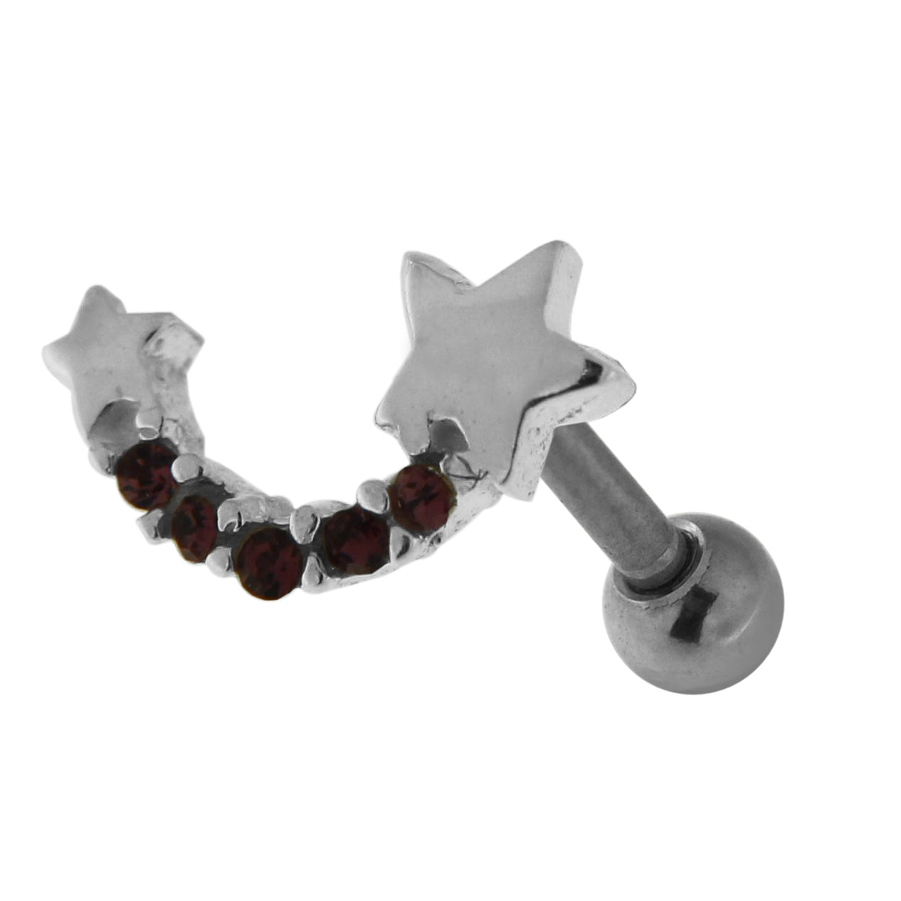 925 Sterling Silver Star with jeweled Tail Cartilage Tragus Piercing Ear Stud Dark Blue