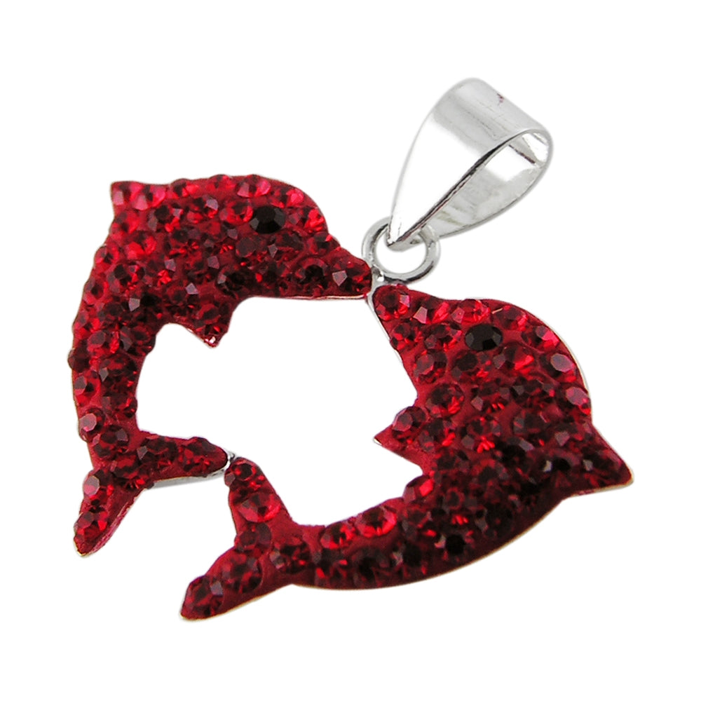 Crystal Red stone Dolphin Pendent