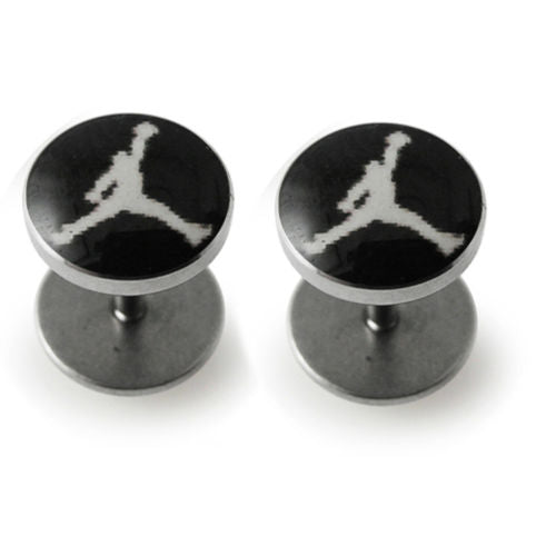 1 Pair of Black Basketball Player 316L Surgical Steel Fake Ear Plug