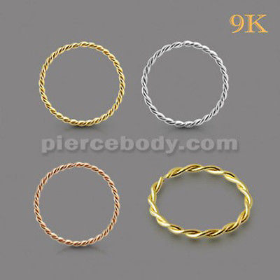 9K Gold Continuous Twister Hoop Nose Ring