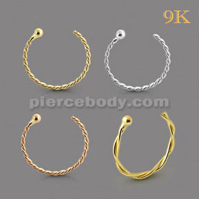 9K Gold Twisted Open Hoop Nose Ring