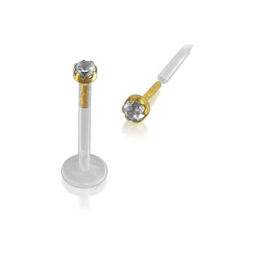 BioFlex Lip Labret with 14K Gold Head with 2.3mm Round CZ Stone