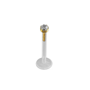 BioFlex Lip Labret with 14K Gold Head with 2.3mm Round CZ Stone